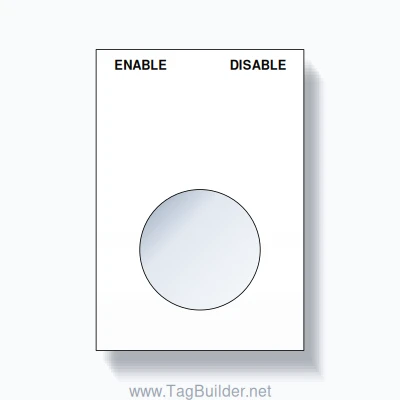 22mm Ring Tag – ENABLE DISABLE, Two-Line Squared, Black on White