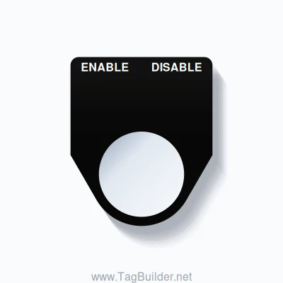 22mm Ring Tag – ENABLE DISABLE, Two-Line Traditional, White on Black