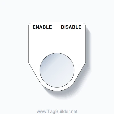 22mm Ring Tag – ENABLE DISABLE, Two-Line Traditional, Black on White