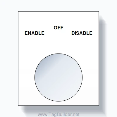 22mm Ring Tag – ENABLE OFF DISABLE, Three-Line Square, Black on White