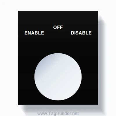 22mm Ring Tag – ENABLE OFF DISABLE, Three-Line Square, White on Black