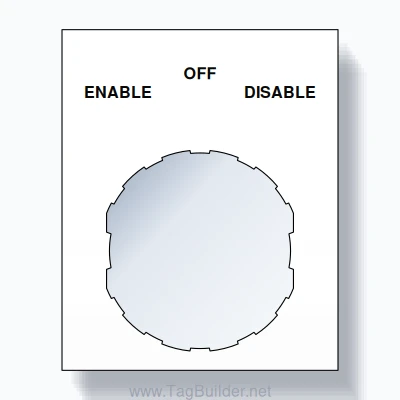 22mm Ring Tag – ENABLE OFF DISABLE, Three-Line Square, Schneider Electric Compatible, Black on White