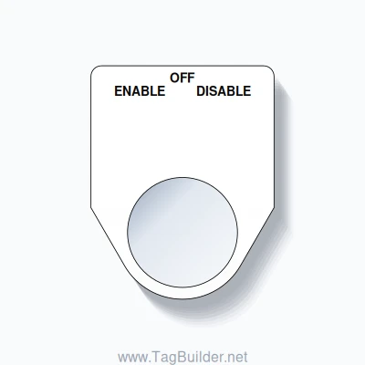 22mm Ring Tag – ENABLE OFF DISABLE, Three-Line Traditional, Black on White