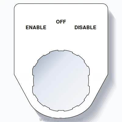 22mm Ring Tag – ENABLE OFF DISABLE, Three-Line Traditional, Schneider Electric Compatible, Black on White