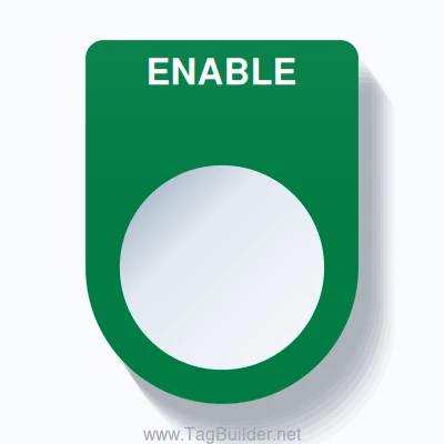 22mm Ring Tag – ENABLE, Single-Line Slim, White on Green