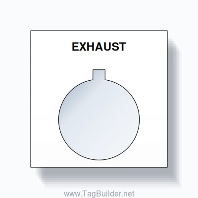 22mm Ring Tag – EXHAUST, Single-Line Square, Allen-Bradley Compatible, Black on White