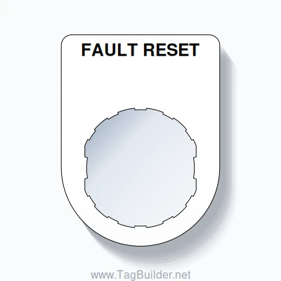 22mm Ring Tag – FAULT RESET, Single-Line Slim, Schneider Electric Compatible, Black on White