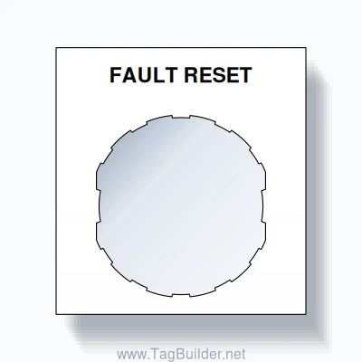 22mm Ring Tag – FAULT RESET, Single-Line Square, Schneider Electric Compatible, Black on White