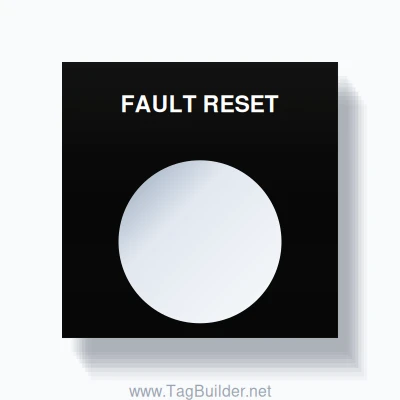 22mm Ring Tag – FAULT RESET, Single-Line Square, White on Black