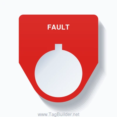 22mm Ring Tag – FAULT, Single-Line Traditional, Allen-Bradley Compatible, White on Red