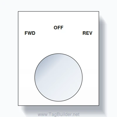 22mm Ring Tag – FWD OFF REV, Three-Line Square, Black on White