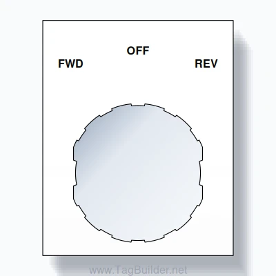 22mm Ring Tag – FWD OFF REV, Three-Line Square, Schneider Electric Compatible, Black on White