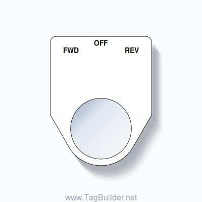 22mm Ring Tag – FWD OFF REV, Three-Line Traditional, Black on White