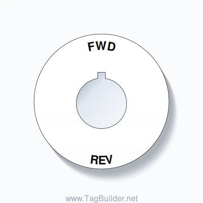 22mm Ring Tag – FWD REV, Single-Line 60mm Round, Allen-Bradley Compatible, Black on White
