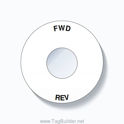 22mm Ring Tag – FWD REV, Single-Line 60mm Round, Black on White