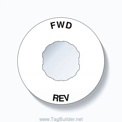 22mm Ring Tag – FWD REV, Single-Line 60mm Round, Schneider Electric Compatible, Black on White