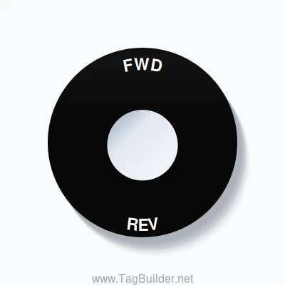 22mm Ring Tag – FWD REV, Single-Line 60mm Round, White on Black