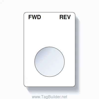 22mm Ring Tag – FWD REV, Two-Line Rounded, Black on White