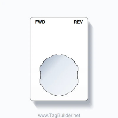 22mm Ring Tag – FWD REV, Two-Line Rounded, Schneider Electric Compatible, Black on White