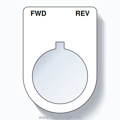22mm Ring Tag – FWD REV, Two-Line Slim, Allen-Bradley Compatible, Black on White