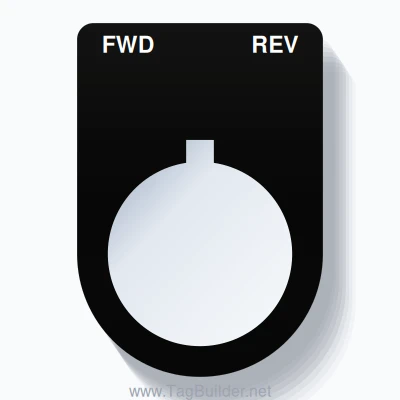22mm Ring Tag – FWD REV, Two-Line Slim, Allen-Bradley Compatible, White on Black