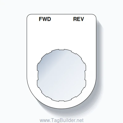22mm Ring Tag – FWD REV, Two-Line Slim, Schneider Electric Compatible, Black on White