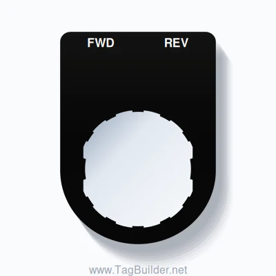 22mm Ring Tag – FWD REV, Two-Line Slim, Schneider Electric Compatible, White on Black