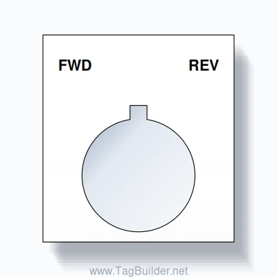 22mm Ring Tag – FWD REV, Two-Line Square, Allen-Bradley Compatible, Black on White