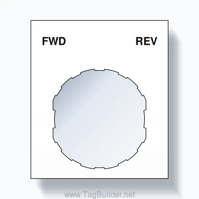22mm Ring Tag – FWD REV, Two-Line Square, Schneider Electric Compatible, Black on White