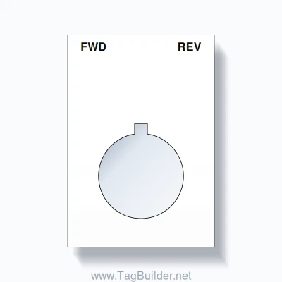 22mm Ring Tag – FWD REV, Two-Line Squared, Allen-Bradley Compatible, Black on White