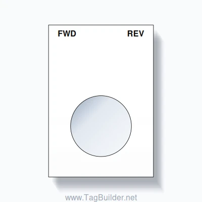 22mm Ring Tag – FWD REV, Two-Line Squared, Black on White