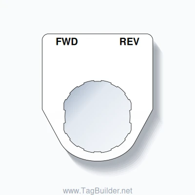 22mm Ring Tag – FWD REV, Two-Line Traditional, Schneider Electric Compatible, Black on White