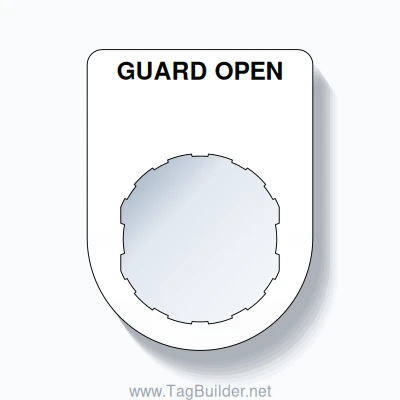 22mm Ring Tag – GUARD OPEN, Single-Line Slim, Schneider Electric Compatible, Black on White