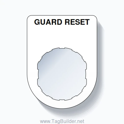 22mm Ring Tag – GUARD RESET, Single-Line Slim, Schneider Electric Compatible, Black on White
