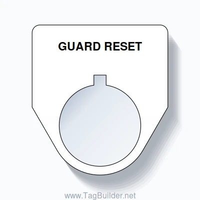 22mm Ring Tag – GUARD RESET, Single-Line Traditional, Allen-Bradley Compatible, Black on White
