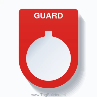 22mm Ring Tag – GUARD, Single-Line Slim, Allen-Bradley Compatible, White on Red