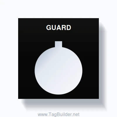 22mm Ring Tag – GUARD, Single-Line Square, Allen-Bradley Compatible, White on Black