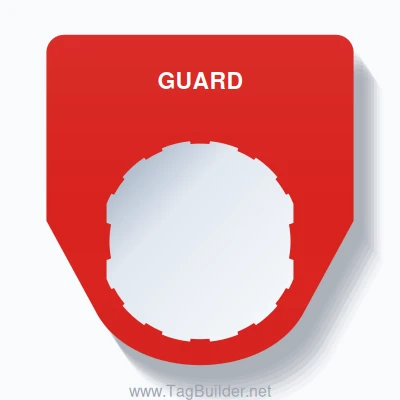 22mm Ring Tag – GUARD, Single-Line Traditional, Schneider Electric Compatible, White on Red