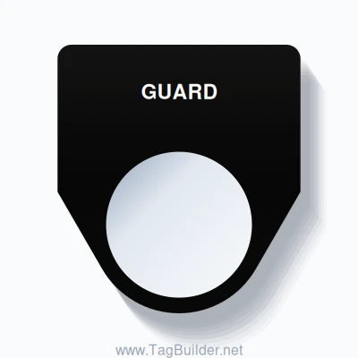 22mm Ring Tag – GUARD, Single-Line Traditional, White on Black