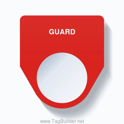 22mm Ring Tag – GUARD, Single-Line Traditional, White on Red