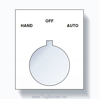 22mm Ring Tag – HAND OFF AUTO, Three-Line Square, Allen-Bradley Compatible, Black on White