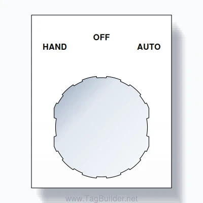 22mm Ring Tag – HAND OFF AUTO, Three-Line Square, Schneider Electric Compatible, Black on White