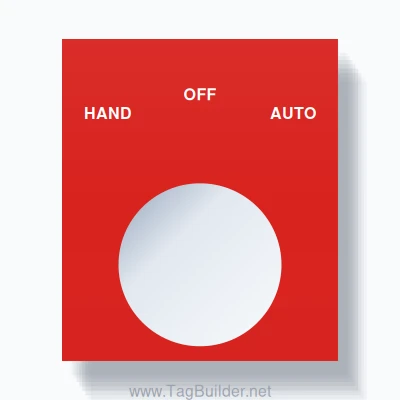 22mm Ring Tag – HAND OFF AUTO, Three-Line Square, White on Red