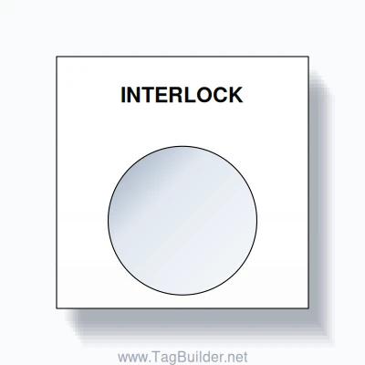 22mm Ring Tag – INTERLOCK, Single-Line Square, Black on White