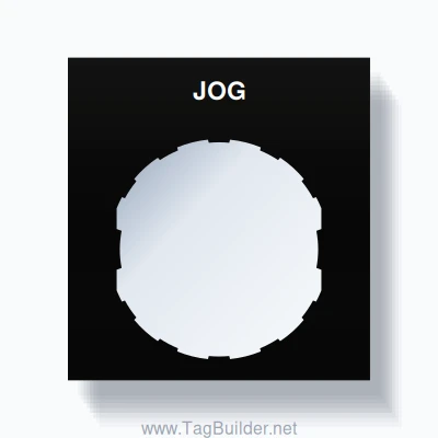 22mm Ring Tag – JOG, Single-Line Square, Schneider Electric Compatible, White on Black