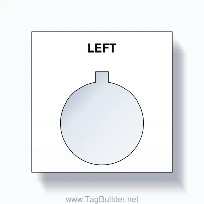 22mm Ring Tag – LEFT, Single-Line Square, Allen-Bradley Compatible, Black on White