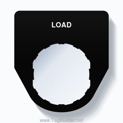 22mm Ring Tag – LOAD, Single-Line Traditional, Schneider Electric Compatible, White on Black