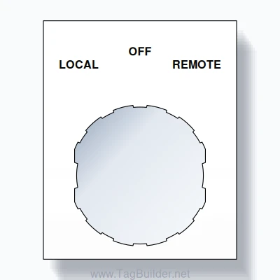 22mm Ring Tag – LOCAL OFF REMOTE, Three-Line Square, Schneider Electric Compatible, Black on White