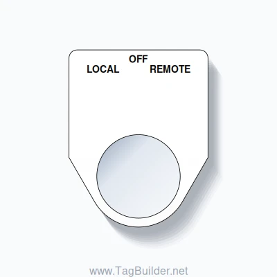 22mm Ring Tag – LOCAL OFF REMOTE, Three-Line Traditional, Black on White