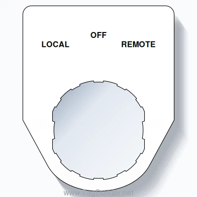 22mm Ring Tag – LOCAL OFF REMOTE, Three-Line Traditional, Schneider Electric Compatible, Black on White